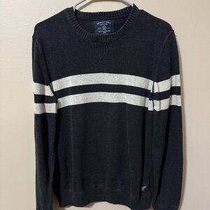 251 American Eagle Knit Sweater | Brown Tan Stripe Crewneck